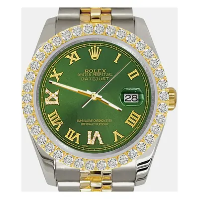 Rolex 3.05ct diamond bezel green roman dial jubilee datejust Wristwatch