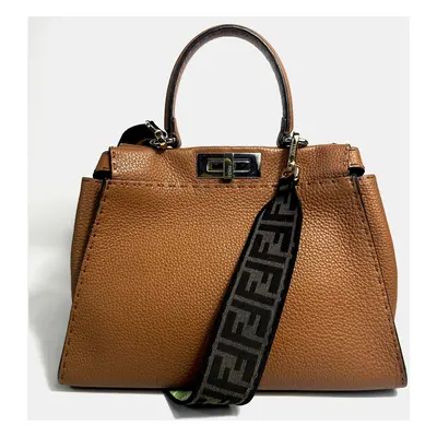 Fendi Brown Leather Medium Peekaboo Bag