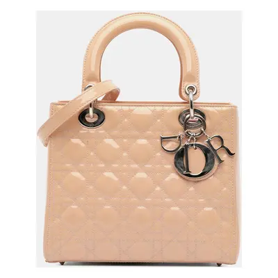 Dior Beige Medium Patent Cannage Lady Dior