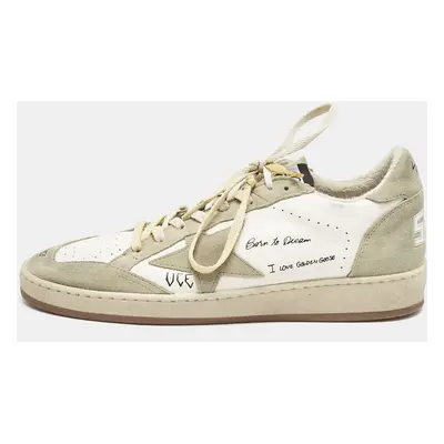 Golden Goose Grey/White Leather and Suede Ballstar Lace Up Sneakers Size