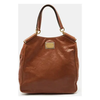 Dolce & Gabbana Brown Leather Miss Sicily Tote