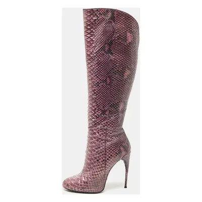 Gucci Purple Python Leather Knee Length Boots Size