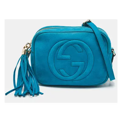 Gucci Blue Nubuck Leather Small Soho Disco Crossbody Bag