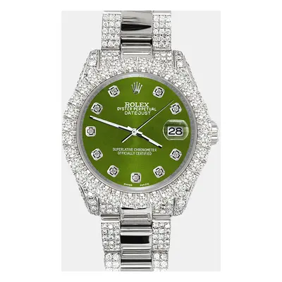 Rolex datejust pave 7.2ct iced diamond royal green Wristwatch