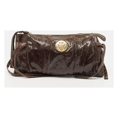 Gucci Dark Brown Python Large Hysteria Clutch