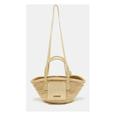 Jacquemus Cream Raffia and Leather Le Petit Panier Soleil Basket Bag