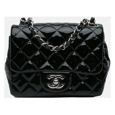 Chanel Black Mini Square Classic Patent Single Flap Bag