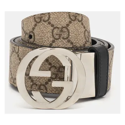 Gucci Beige GG Supreme Canvas Interlocking G Reversible Belt