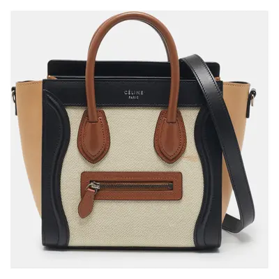 Celine Multicolor Leather and Fabric Nano Luggage Tote