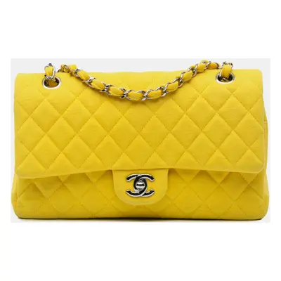 Chanel Yellow Medium Classic Jersey Double Flap