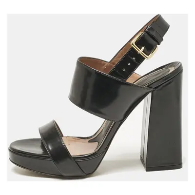 Marni Black Brushed Leather Platform Sandals Size