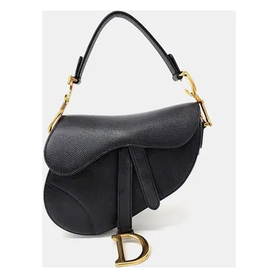 Dior Black Leather Mini Saddle Bag