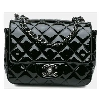 Chanel Black Mini Square Classic Patent Single Flap