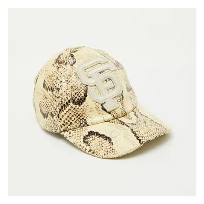 Gucci x MLB Beige Snake Print Leather Baseball Cap