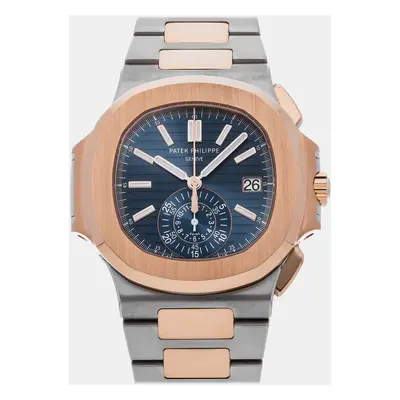 Patek Philippe Blue 18k Rose Gold Stainless Steel Nautilus 5980/1AR-001 Automatic Men's Wristwat