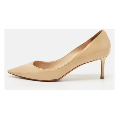 Jimmy Choo Beige Patent Leather Romy Pointed Toe Pumps Size