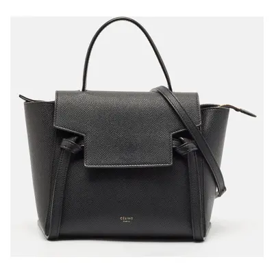 Celine Black Leather Nano Belt Top Handle Bag