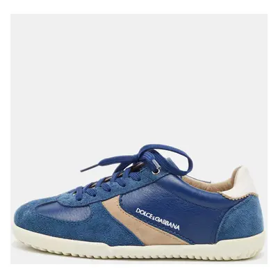 Dolce & Gabbana Blue Leather and Suede Low Top Sneakers Size