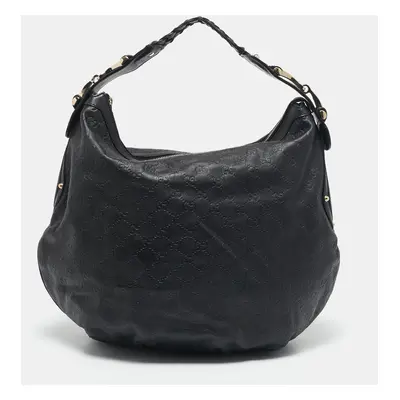 Gucci Black Guccissima Leather Pelham Hobo