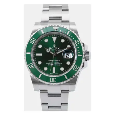 Rolex Green Stainless Steel Submariner 116610LV Automatic Men's Wristwatch