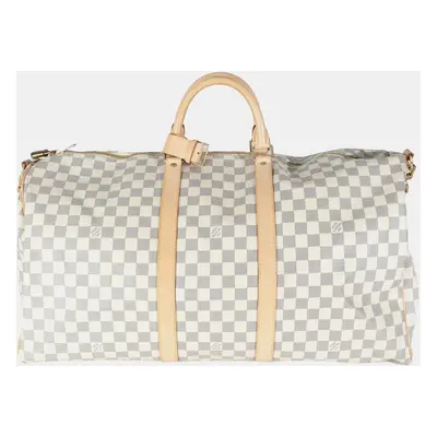 Louis Vuitton Damier Azur Canvas Keepall Bandouliere Bag