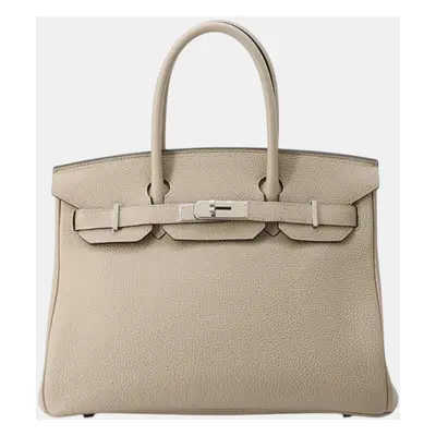 Hermes Gris Tourterelle Togo Leather Birkin Tote Bag