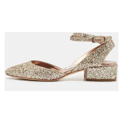 Jimmy Choo Metallic Glitter Micky Ankle Strap Sandals Size