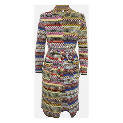 M Missoni Collection Multicolor Patterned Knit Mid-Length Coat