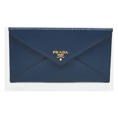 Prada Navy Blue Saffiano Move Leather Envelope Pouch