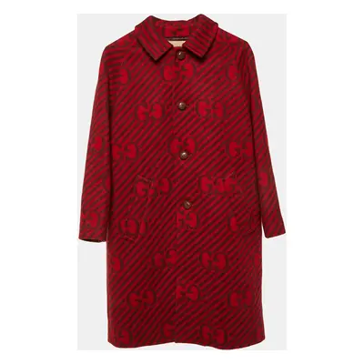 Gucci Kids Red GG Print Wool Coat Size Yrs