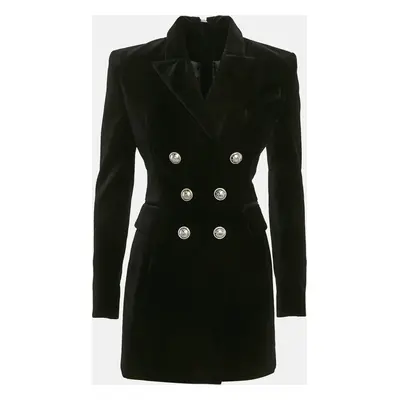 Balmain Black Velvet Double Breasted Blazer Dress