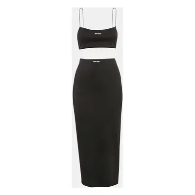 Miu Miu Black Jersey Crop Top And Skirt Set