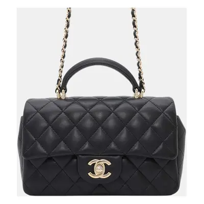 Chanel Top Handle Blackas2431 Lambskin Size