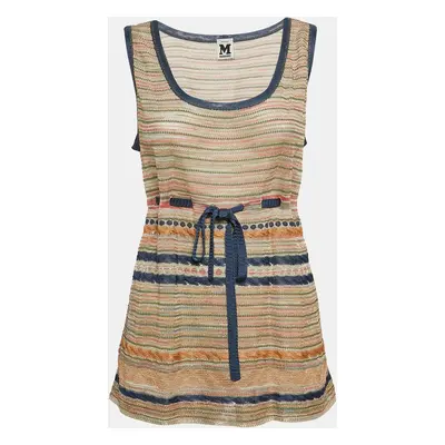 M Missoni Multicolor Lurex Knit Sleeveless Tie-Up Waist Detail Top