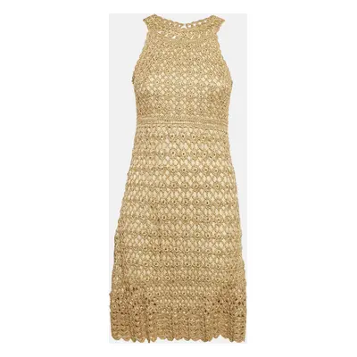 Diane Von Furstenberg Beige Lurex Crochet Adie Dress