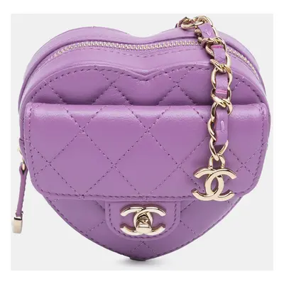 Chanel Purple Mini Lambskin CC in Love Heart Belt Bag