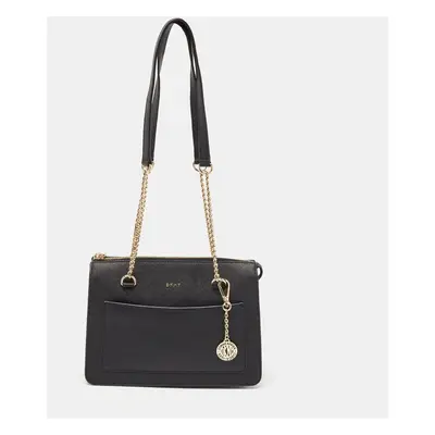 DKNY Black Leather Bryant Top Zip Shoulder Bag