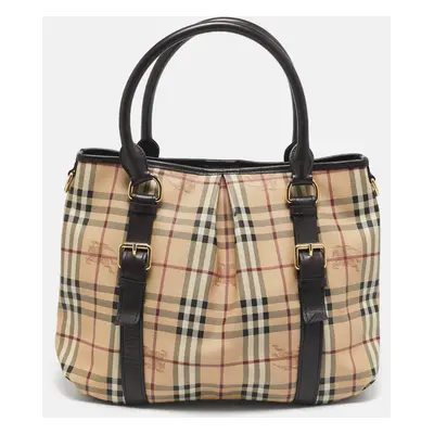 Burberry Beige/Brown Haymarket Check Coated Canvas and Leather Northfield Tote