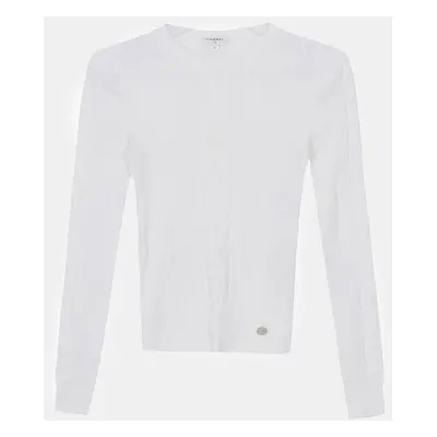 Chanel White Cotton Long Sleeve Pullover Size