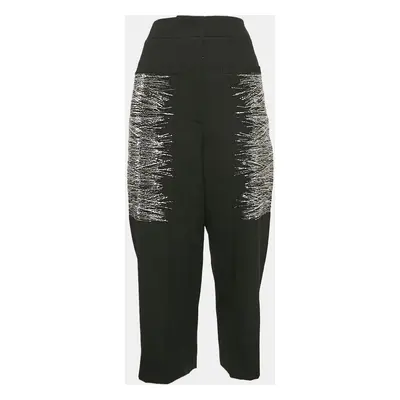 Jil Sander Black Metallic Embroidered Wool Straight Trousers