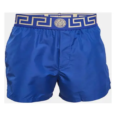 Versace Blue Greca Border Synthetic Swim Shorts