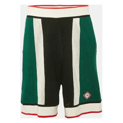 Casablanca Green Striped Crochet Tennis Club Shorts