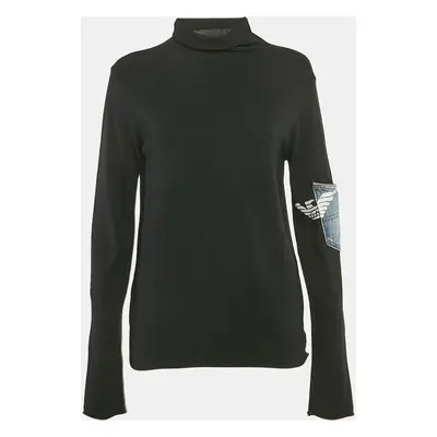 Emporio Armani Black Turtleneck Pocket Detail Long Sleeve Pullover