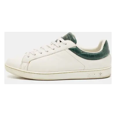 Louis Vuitton White/Green Crocodile Leather and Leather Luxembourg Lace Up Sneakers Size 41.5