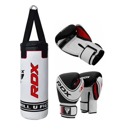 RDX 4W Robo Kids Punch Bag with Gloves Set Unfilled / White