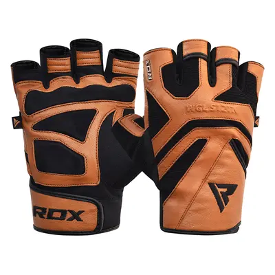 RDX S12 Leather Fitness Training Gloves Tan