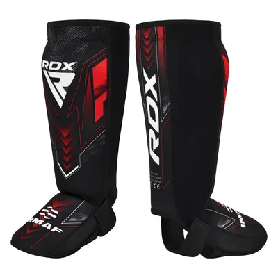 RDX IMMAF Approved Neoprene Shin Instep Guards Red / Red