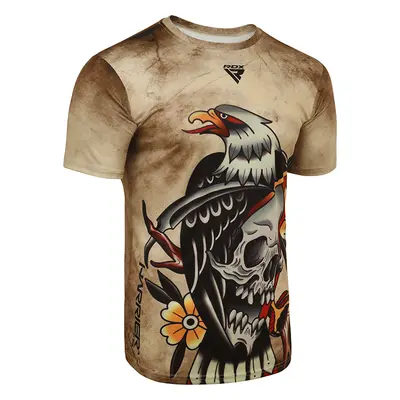 RDX T14 Harrier Tattoo Brown Short Sleeves Sweat-Wicking Workout Gym T-Shirt