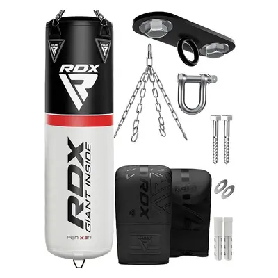 RDX X3 4ft 4-in-1 Punch Bag with Gloves & Ceiling Hook Set White / Unfilled / 4ft