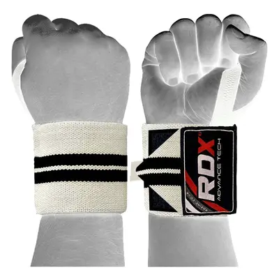 Rdx W1w Weight Lifting Wrist Support Wraps With Thumb Loops Oeko-Tex® Standard Certified White